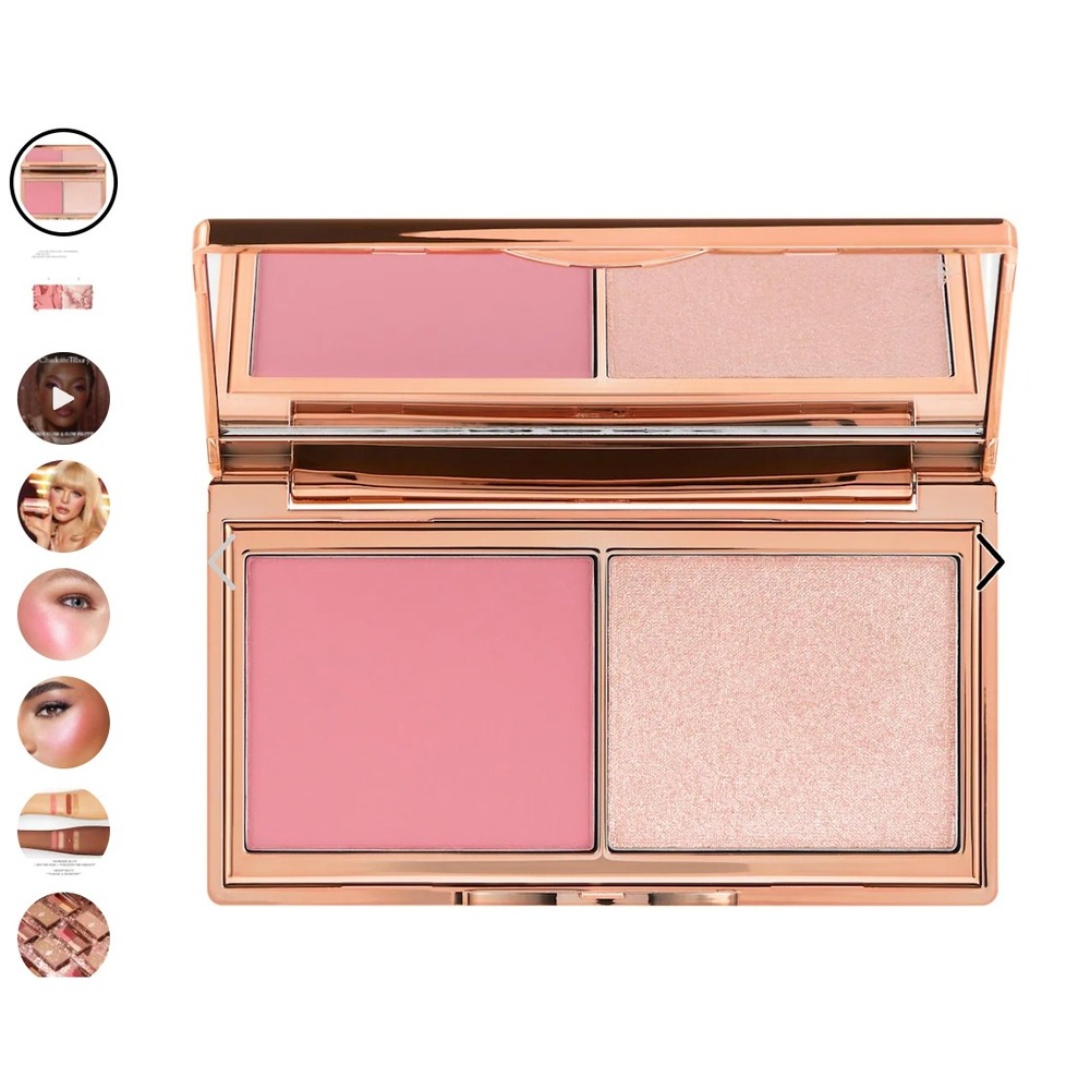 Charlotte Tilbury Hollywood Blush & Glow Glide Palette Fair-Medium Pink Shimmer